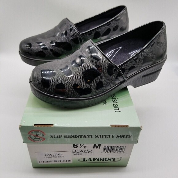 Laforst Women Printed Jamie Slip Resistant Slip On Clog Black 9 - Picture 2 of 8